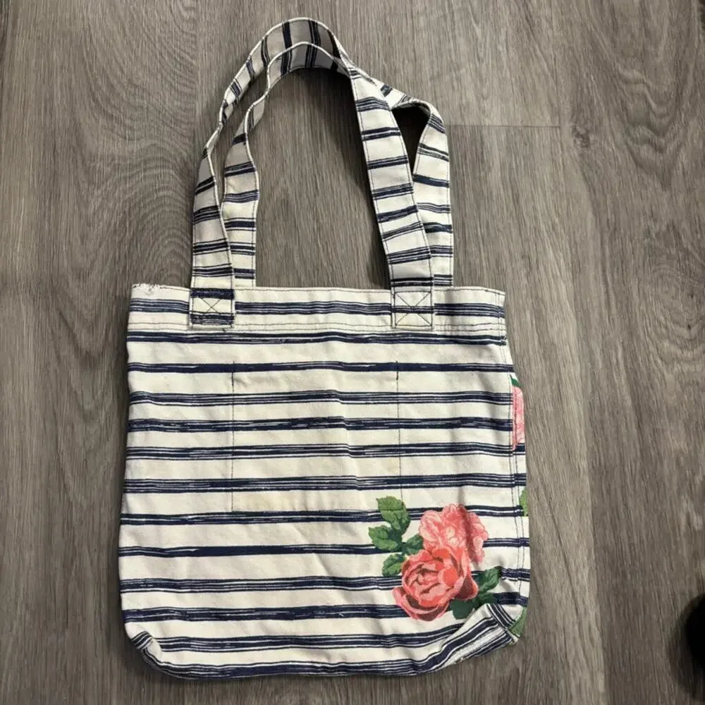Disney Parks Authentic Minnie Navy Blue Striped Bag Beach Resort